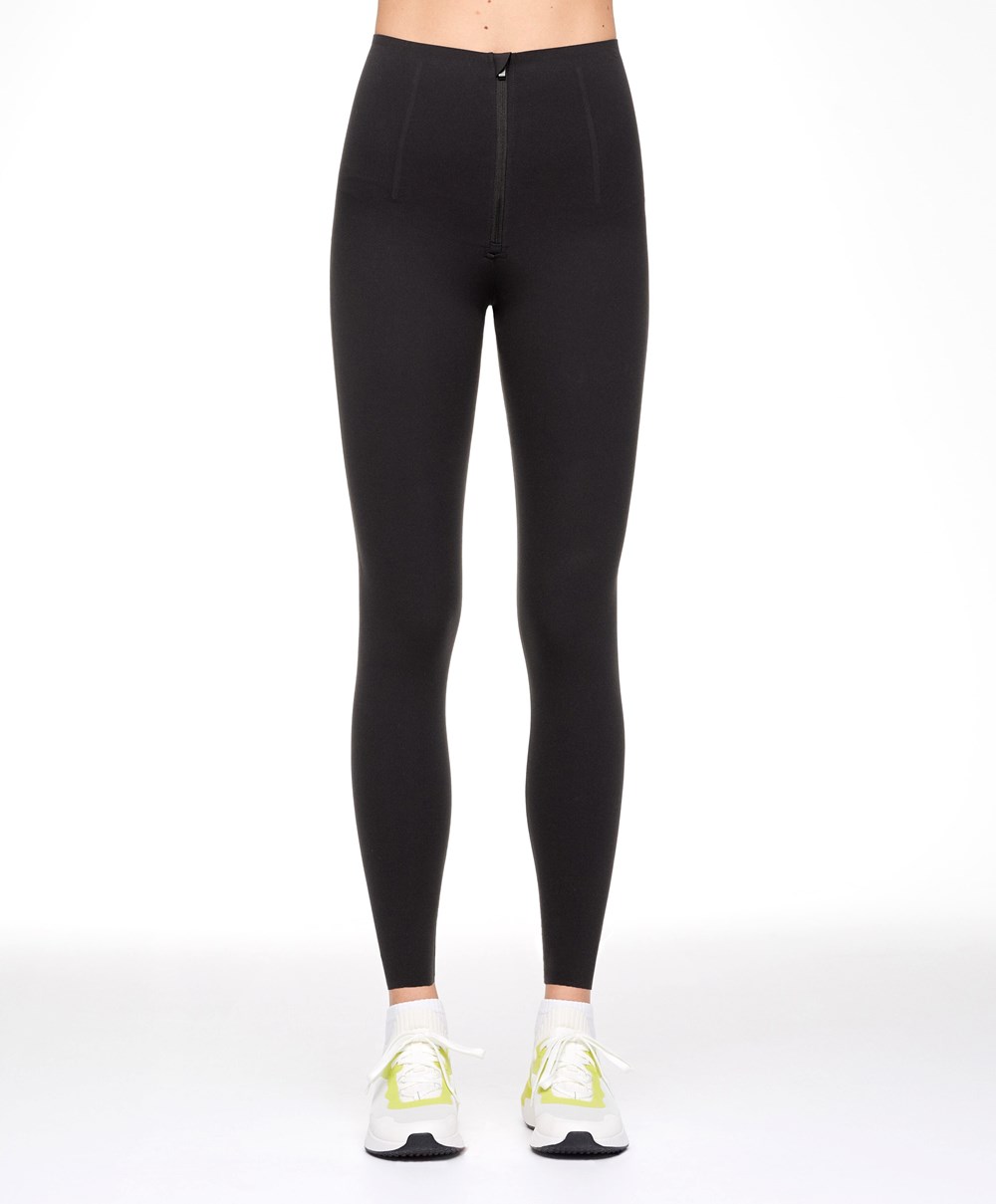 Black Oysho Raise Up Compressive Super-high-rise Ankle-length 65cm Leggings With Zip | RJGA15924