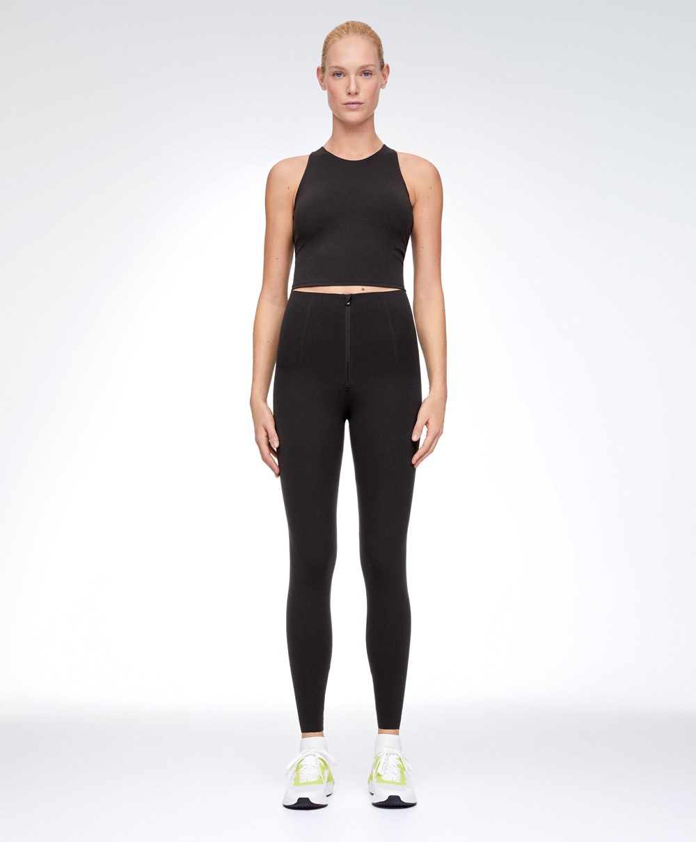 Black Oysho Raise Up Compressive Super-high-rise Ankle-length 65cm Leggings With Zip | RJGA15924