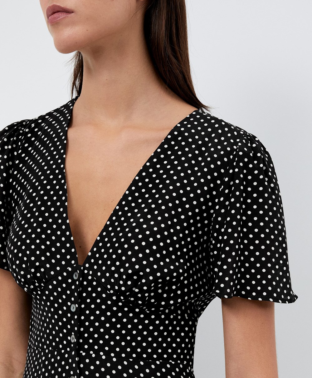 Black Oysho Short Polka Dot Dress | FQZB86042