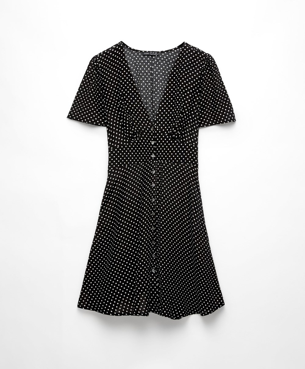 Black Oysho Short Polka Dot Dress | FQZB86042