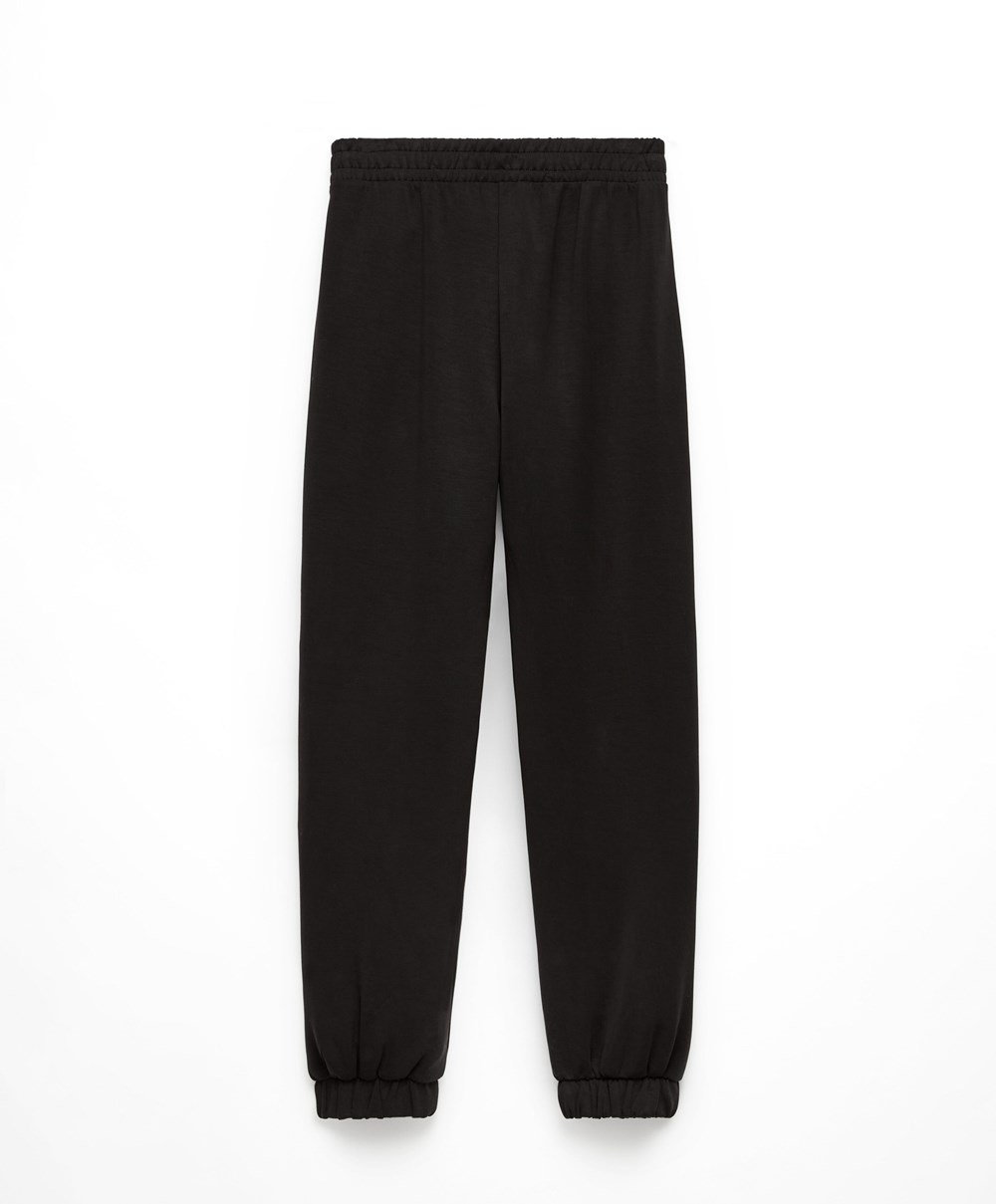 Black Oysho Soft Touch Modal Joggers | YCFD12704