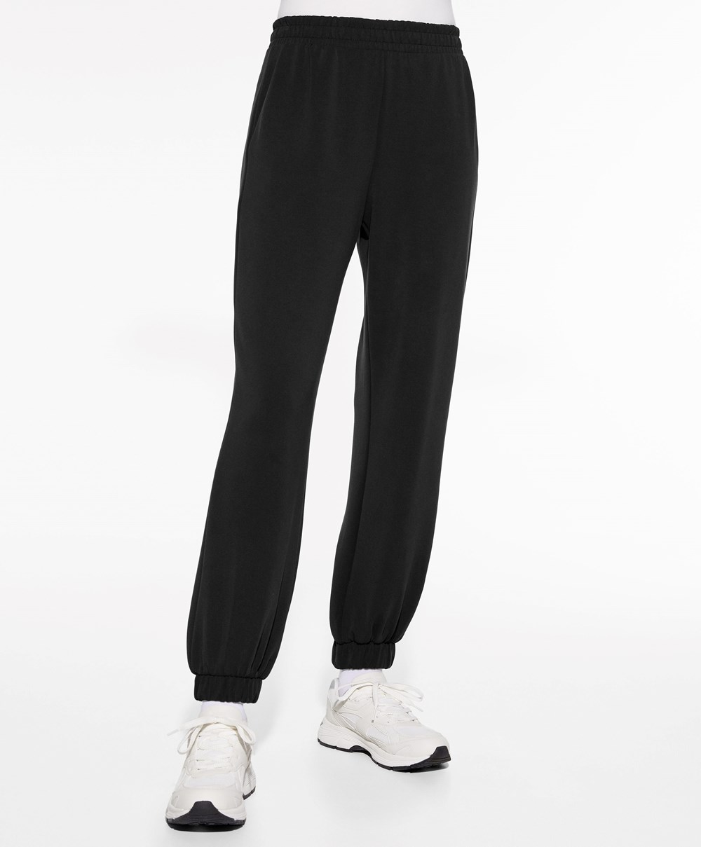 Black Oysho Soft Touch Modal Joggers | YCFD12704