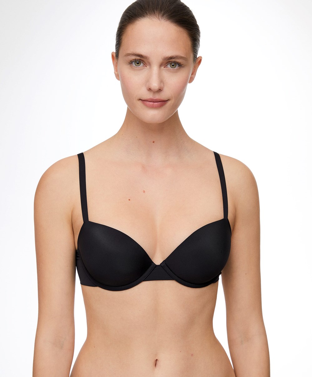 Black Oysho Underwired Polyamide Classic Bra | MYIH49583