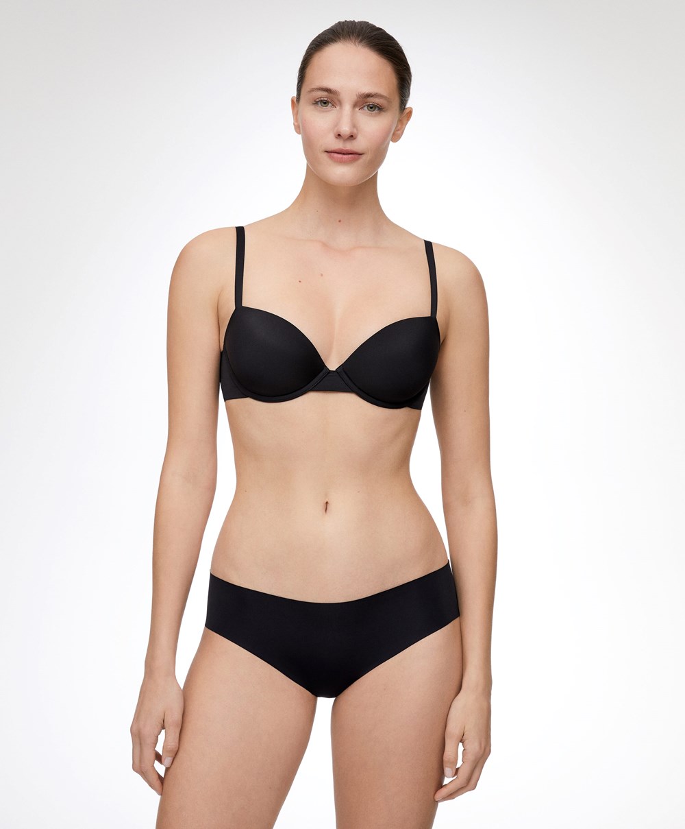 Black Oysho Underwired Polyamide Classic Bra | MYIH49583