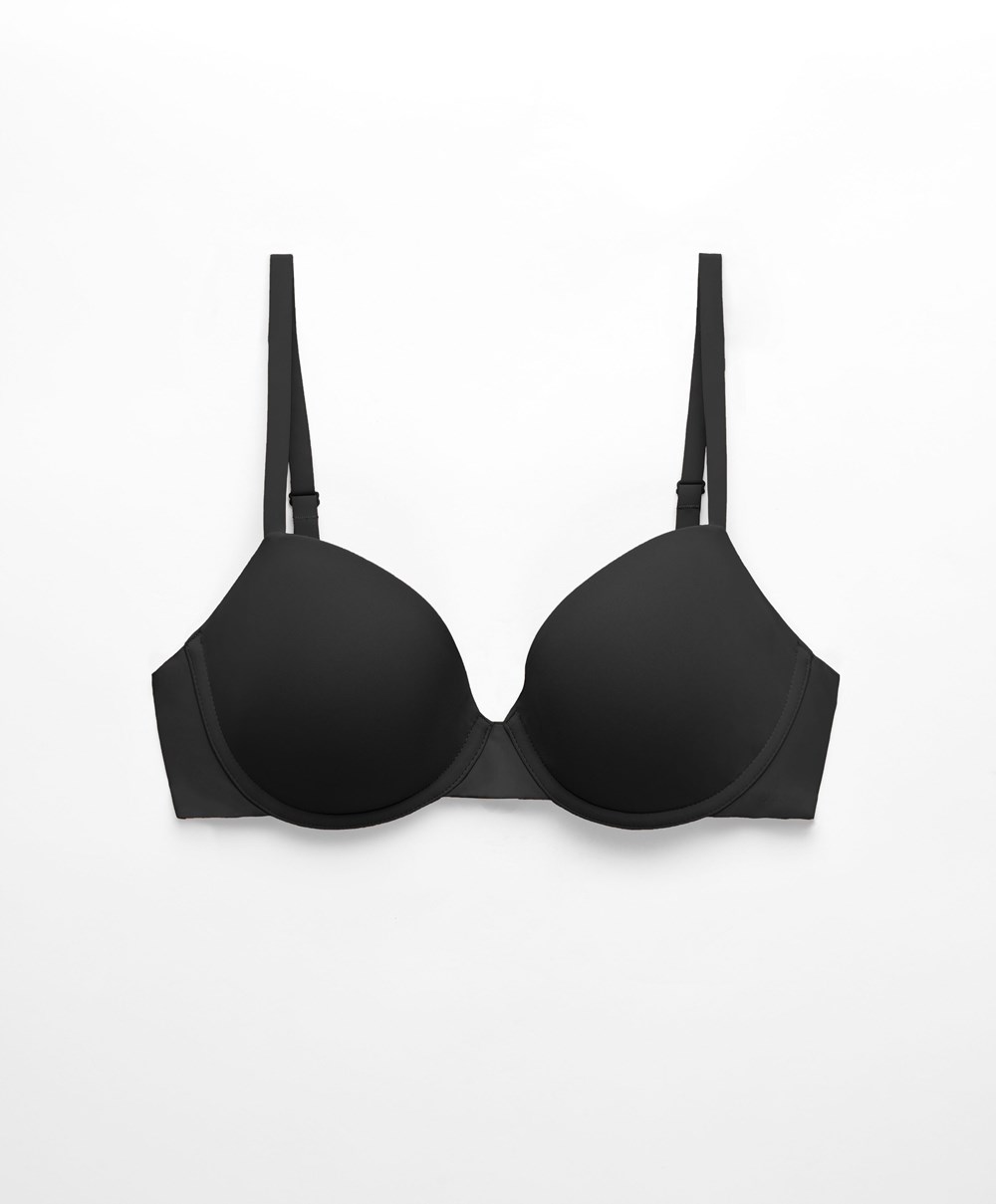 Black Oysho Underwired Polyamide Classic Bra | MYIH49583