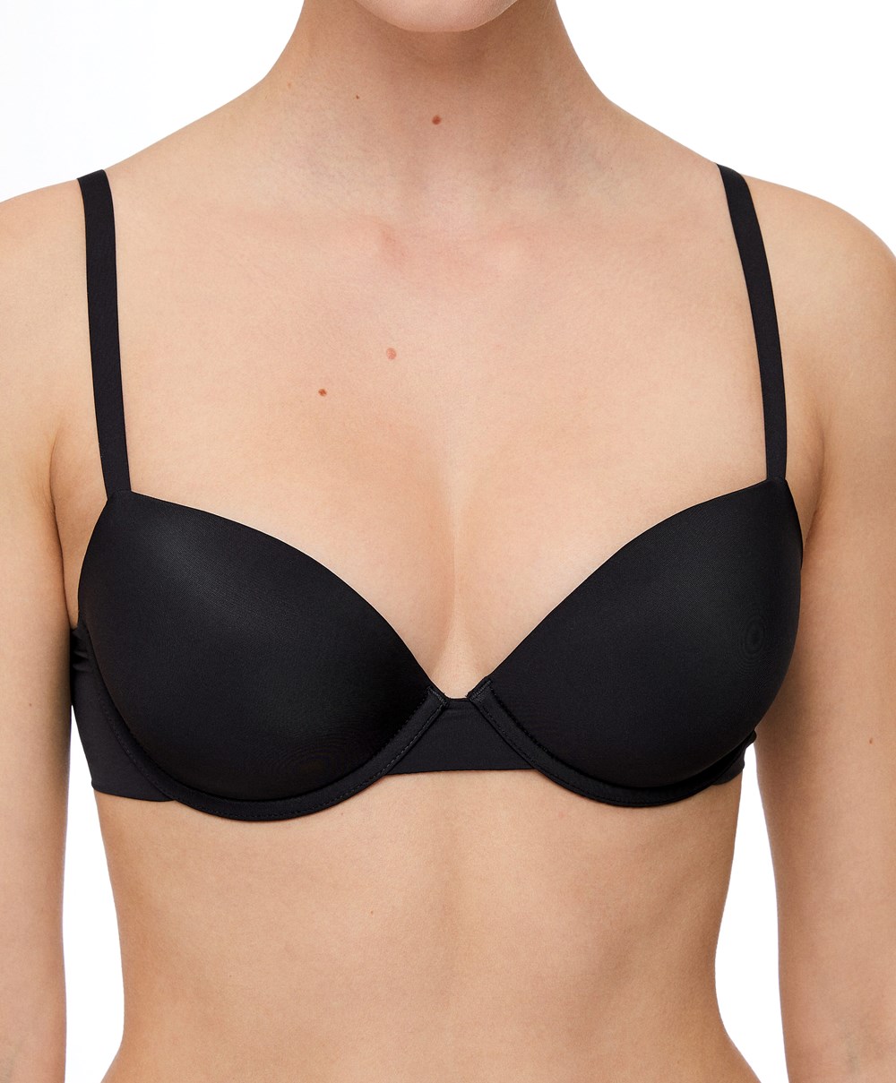 Black Oysho Underwired Polyamide Classic Bra | MYIH49583