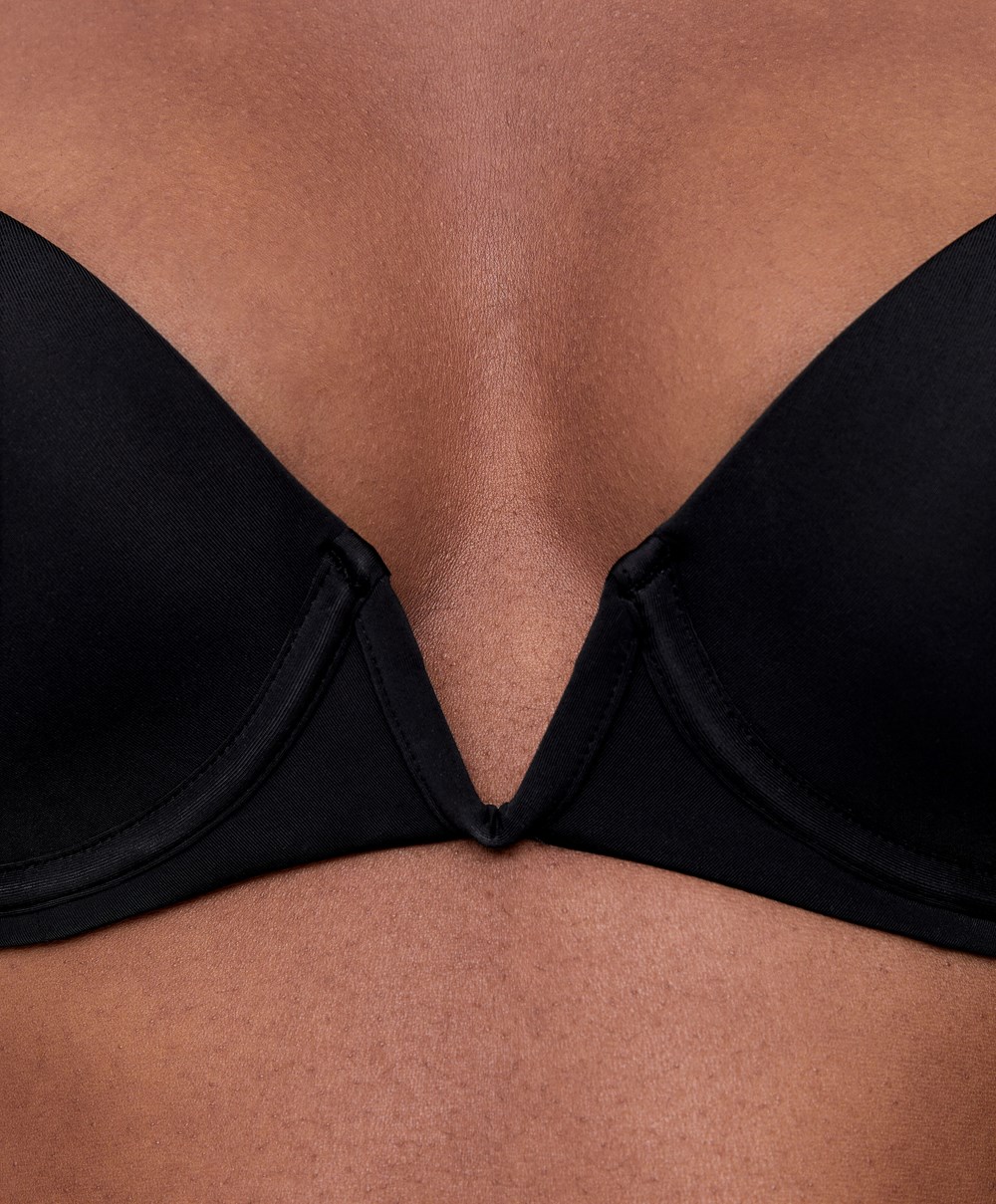 Black Oysho V-neck Multiway Push-up Bra | TFAP69083