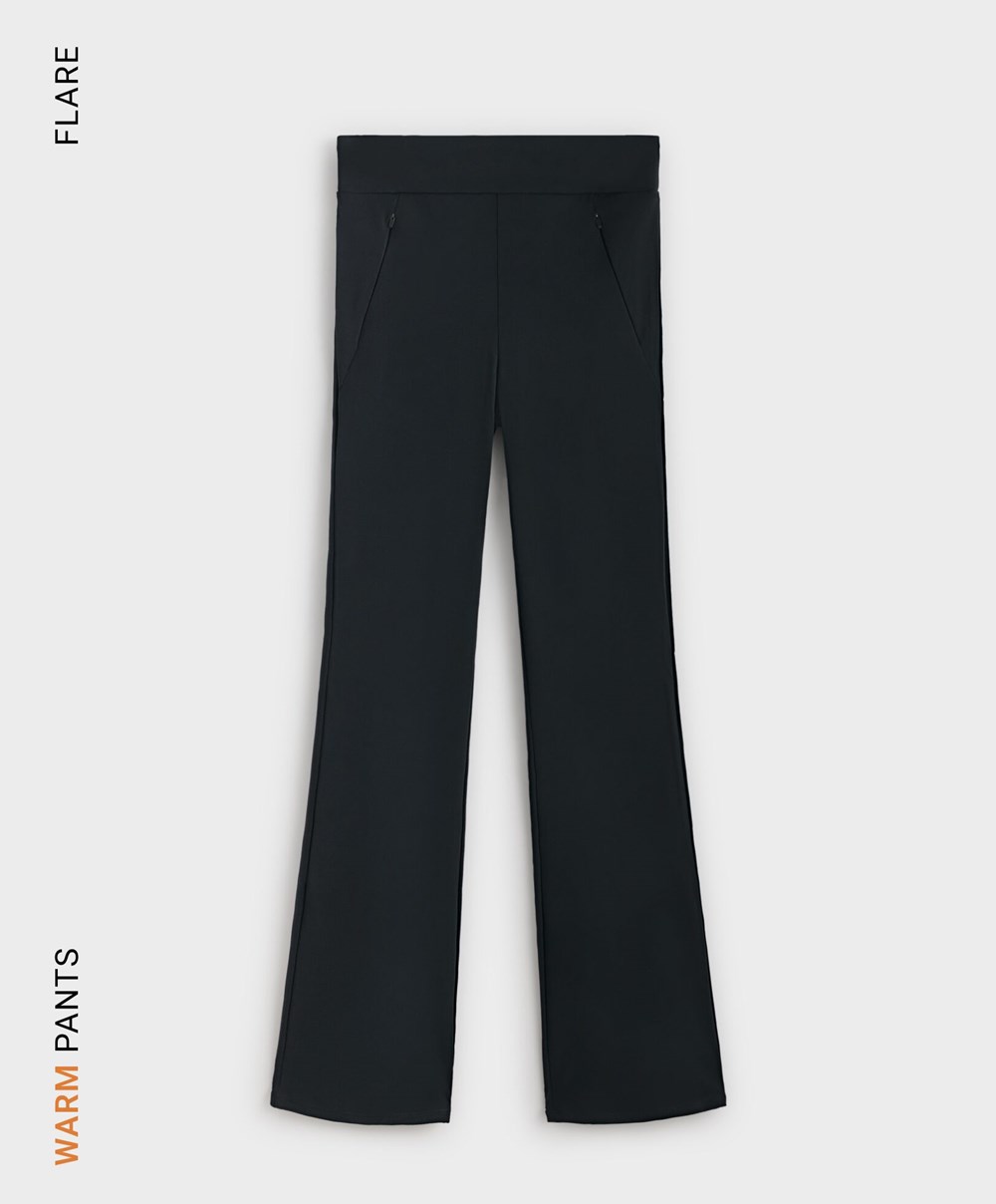 Black Oysho Warm Flare Trousers | CRKJ43752