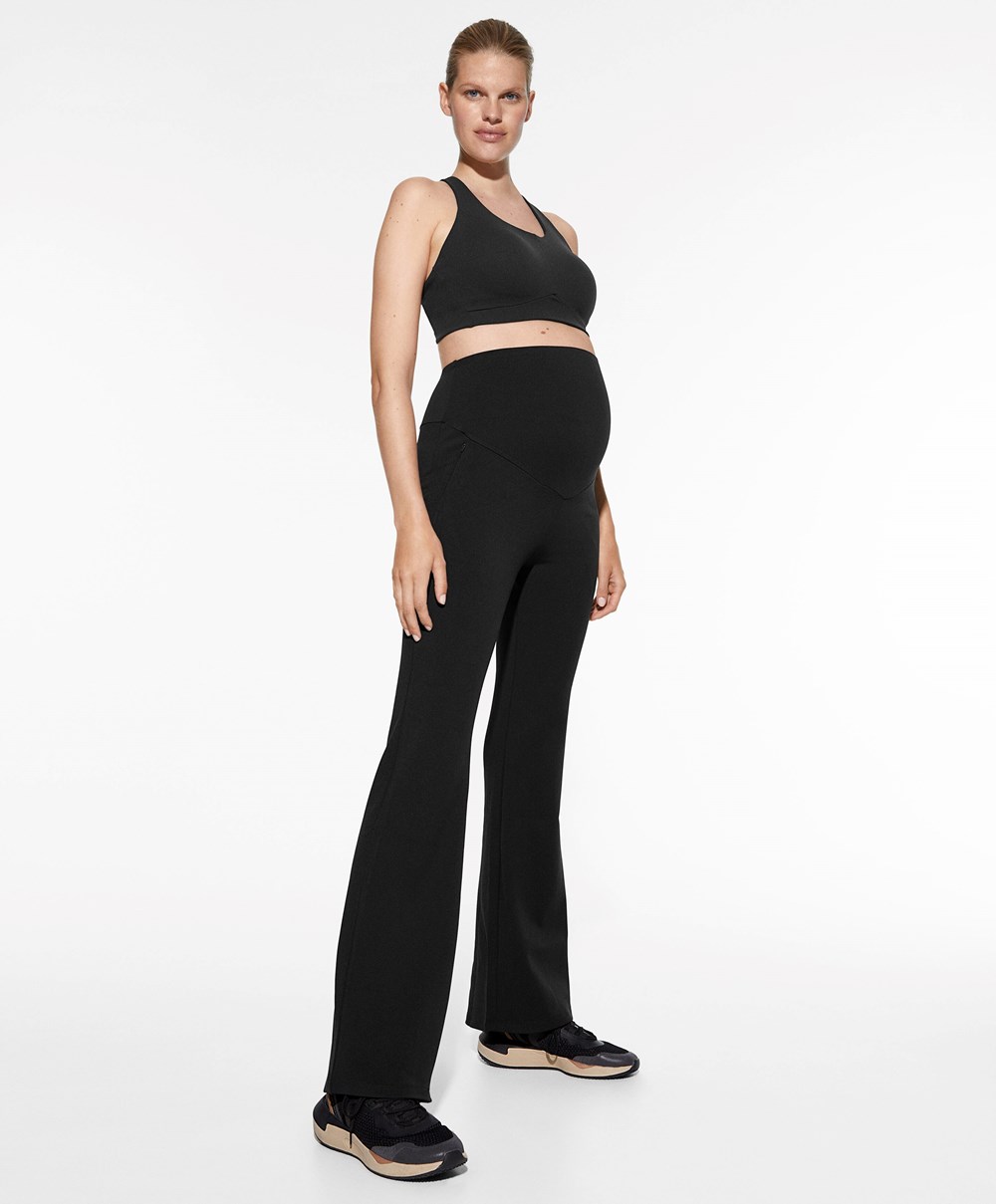 Black Oysho Warm Maternity Flare Trousers | ZRYI03892