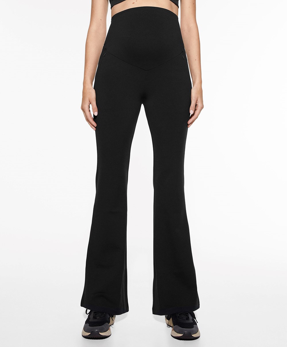 Black Oysho Warm Maternity Flare Trousers | ZRYI03892