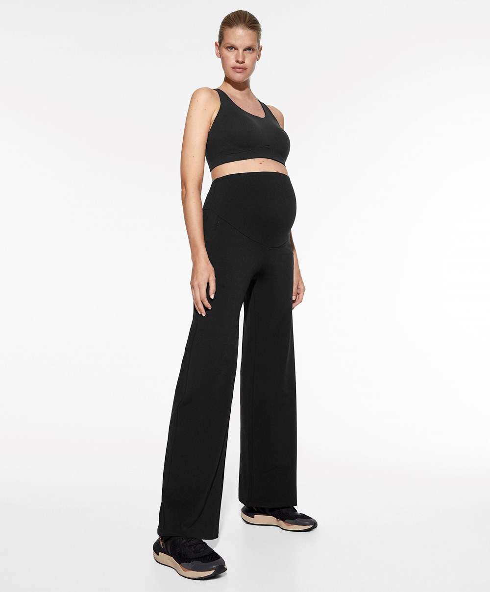 Black Oysho Warm Maternity Straight-leg Trousers | ORSE26371