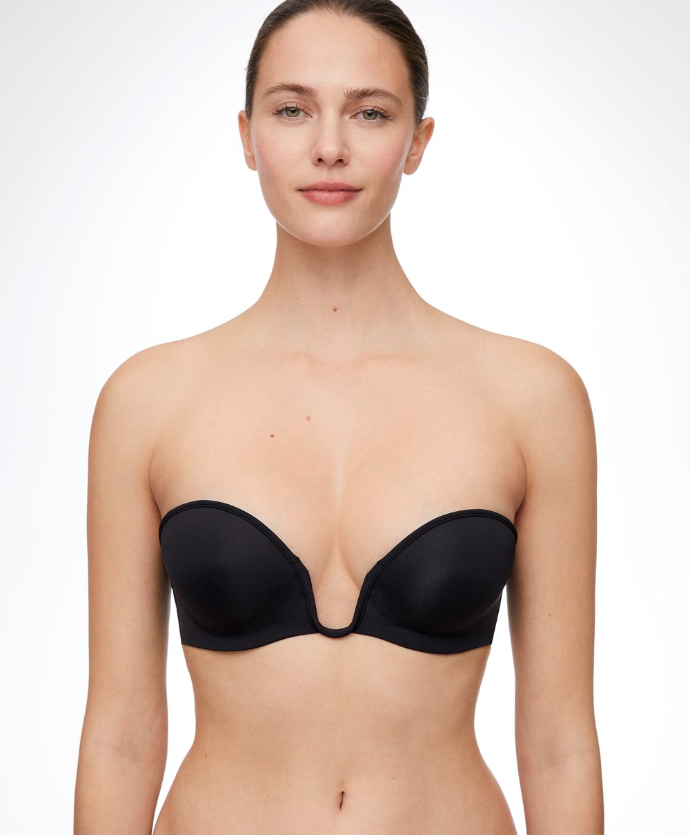 Black Oysho “u”-neck Removable Straps Bra | VSBR27416