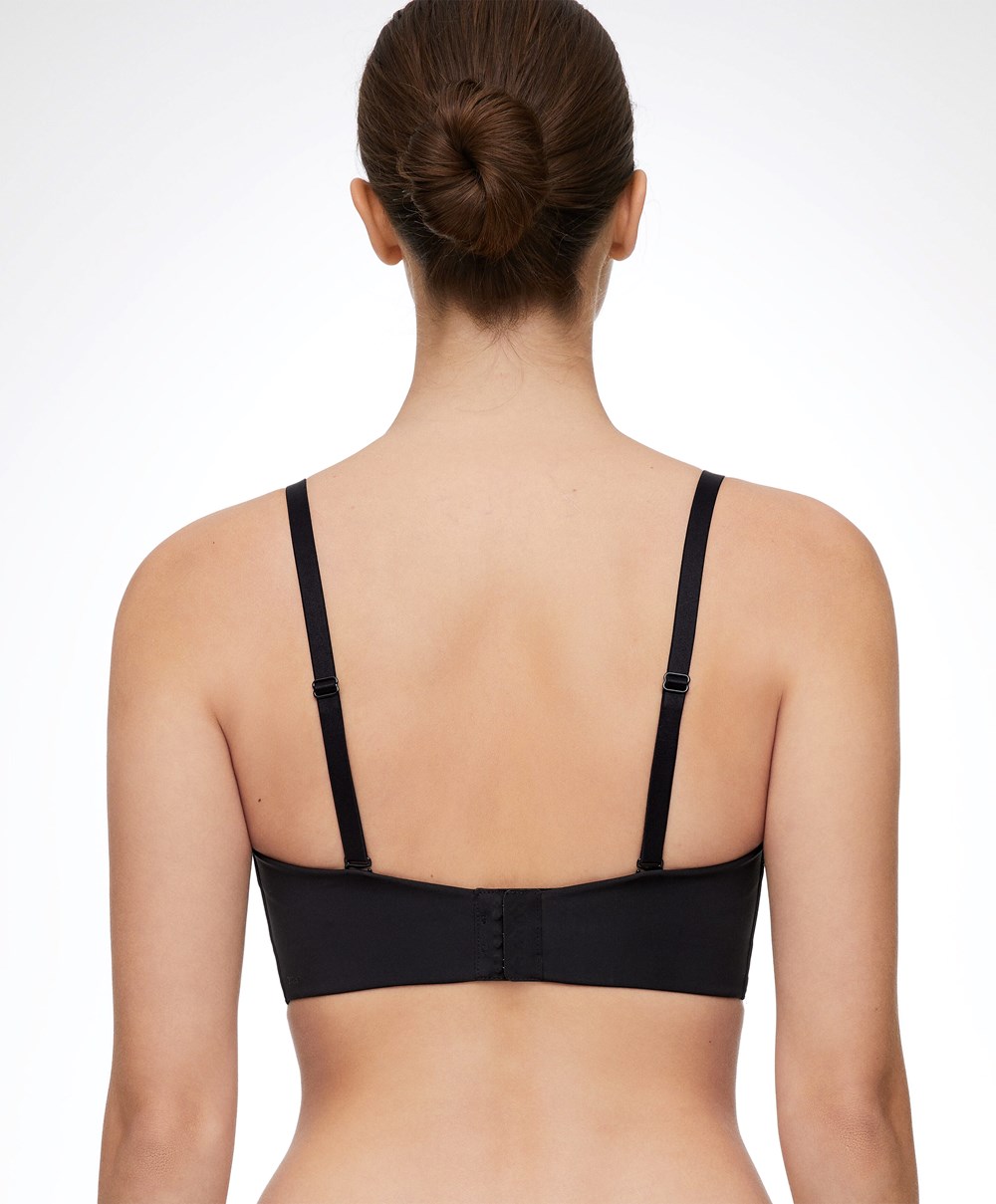 Black Oysho “u”-neck Removable Straps Bra | VSBR27416