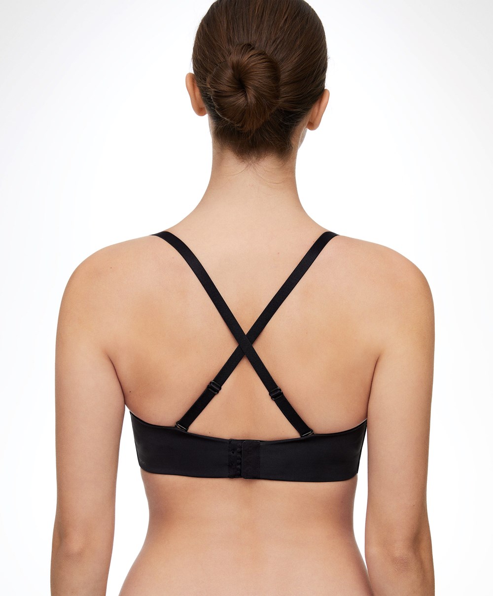 Black Oysho “u”-neck Removable Straps Bra | VSBR27416