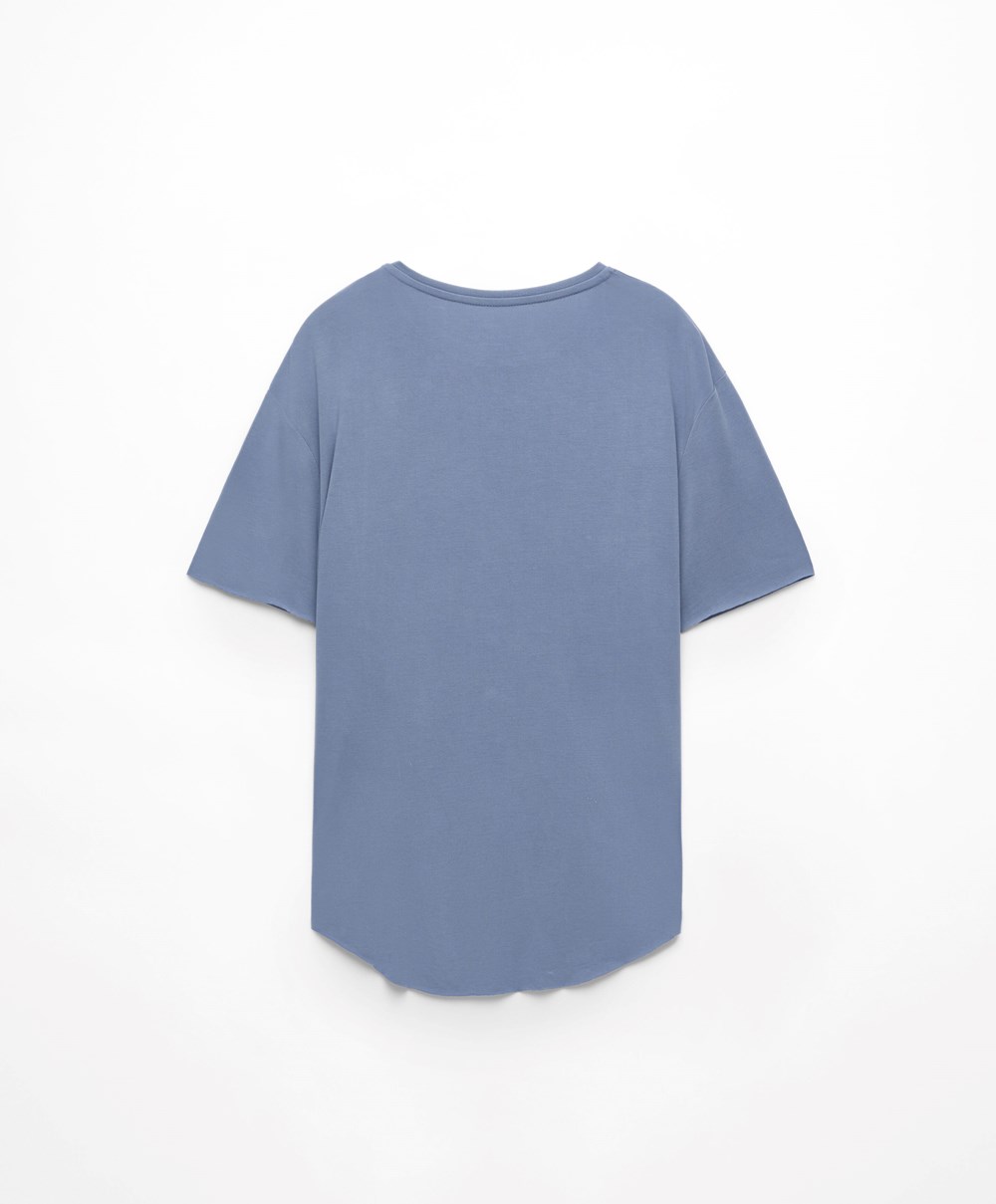 Blue Oysho Modal Short-sleeved T-shirt | OGQW85219