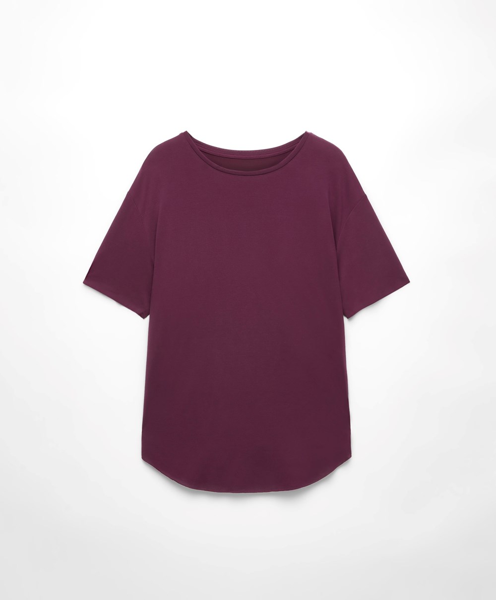 Blueberry Purple Oysho Modal Short-sleeved T-shirt | RDCS48926