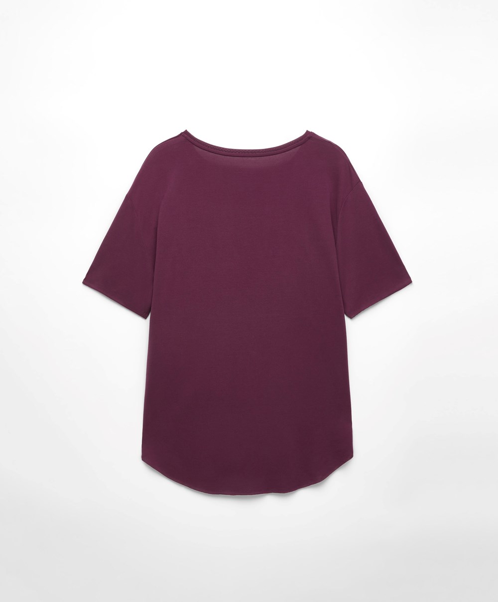 Blueberry Purple Oysho Modal Short-sleeved T-shirt | RDCS48926