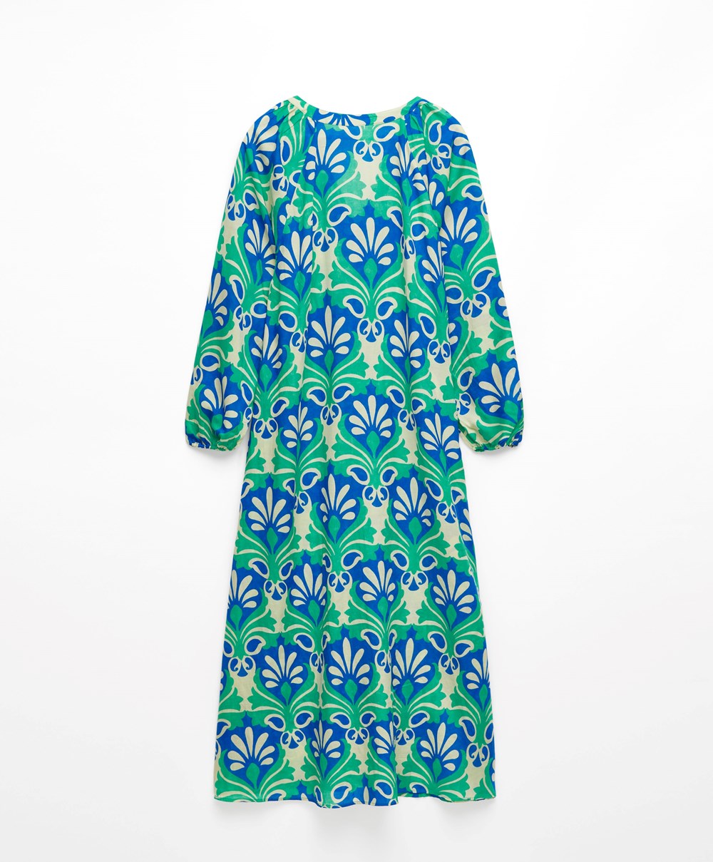 Bright Green Oysho Printed Cotton Tunic Dress | XBYR12495