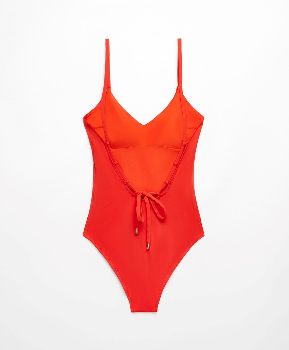 Bright Orange Oysho Triangle Swimsuit | ZNGK91608