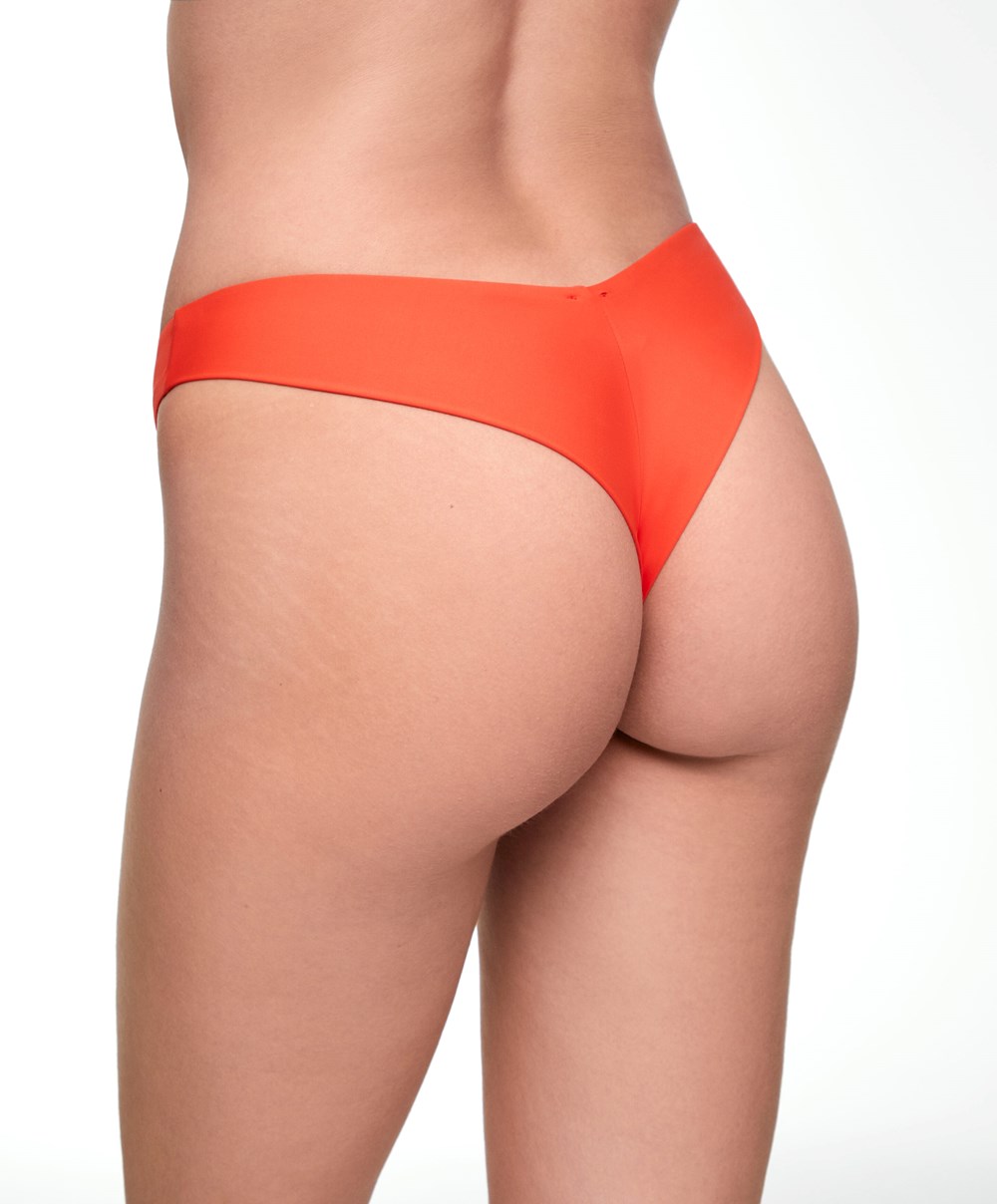 Bright Orange Oysho U-cut Brazilian Bikini Briefs | AXNM08754