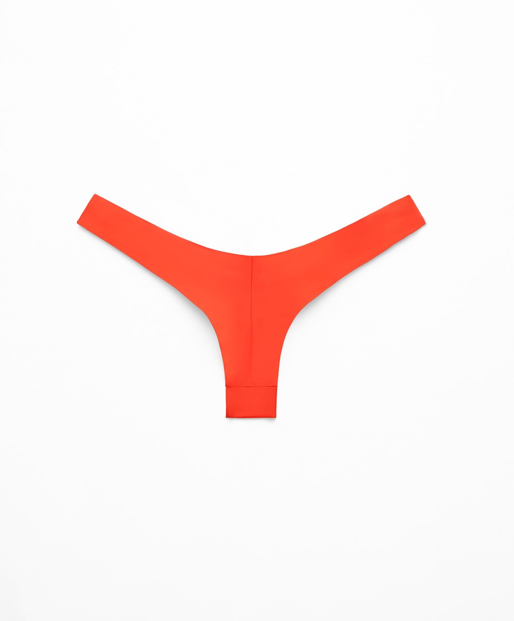 Bright Orange Oysho U-cut Brazilian Bikini Briefs | AXNM08754