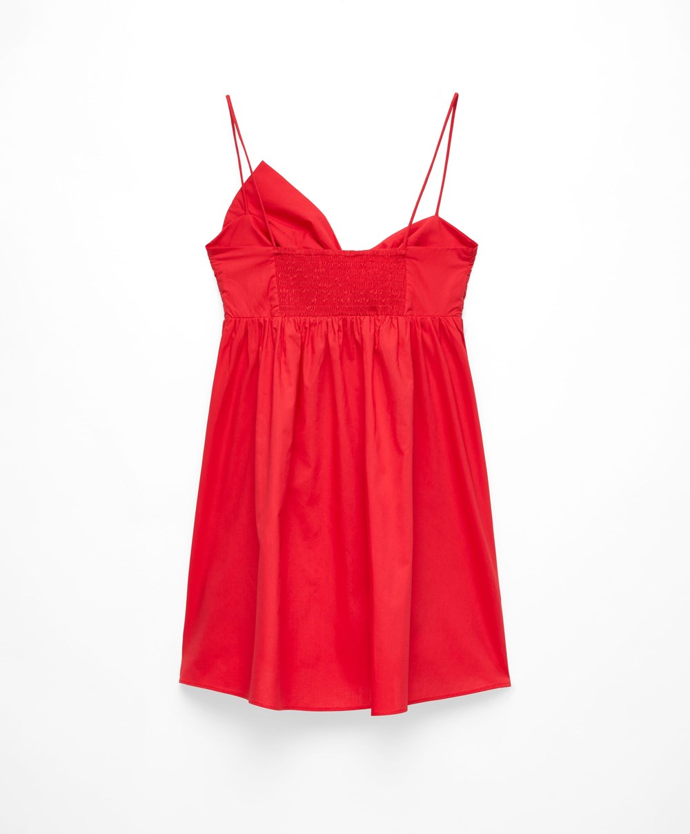 Bright Red Oysho Short Dress With Bow | MGIZ25360