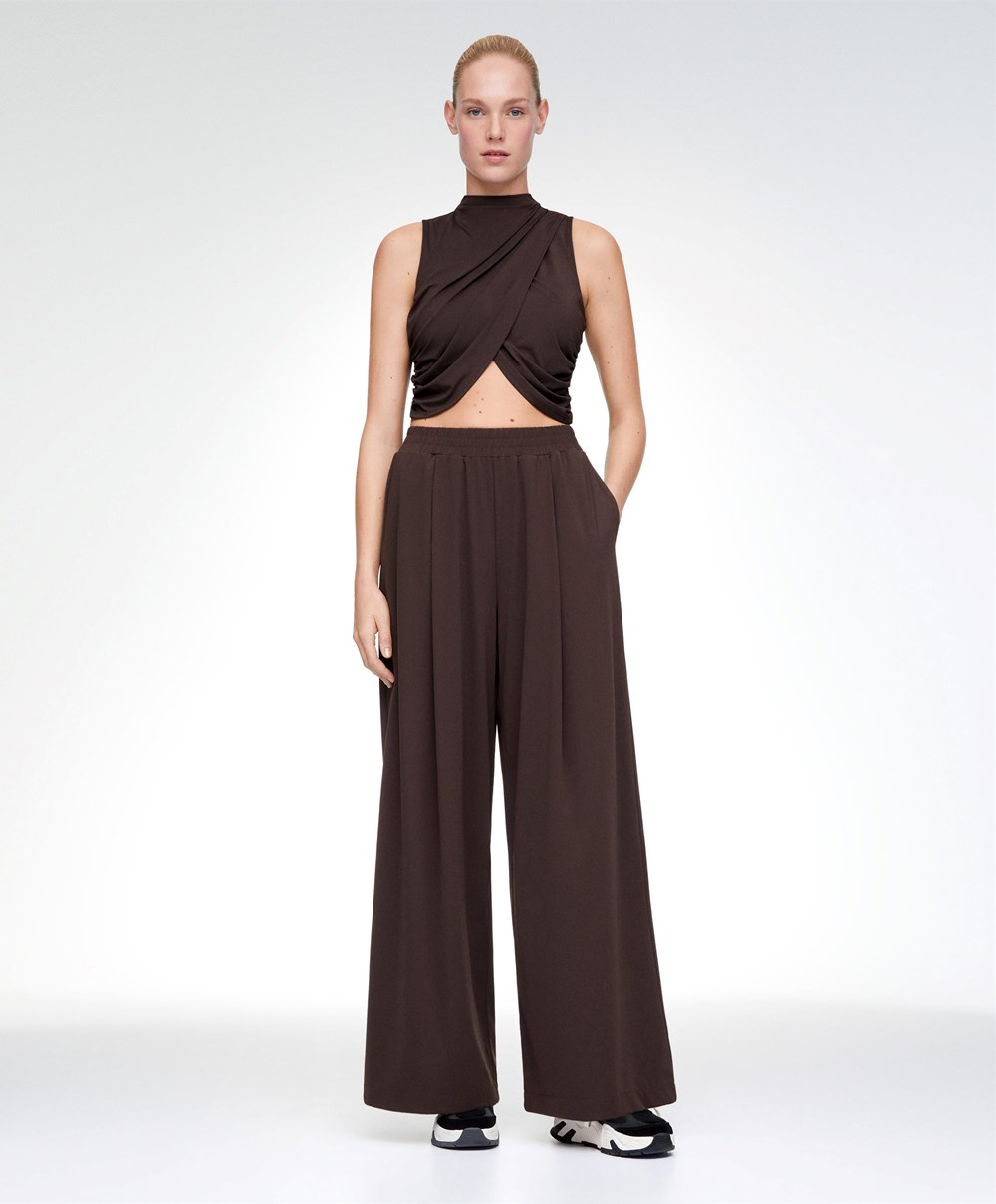 Brown Oysho Light Touch Oversize Straight-leg Trousers | NZVY89274