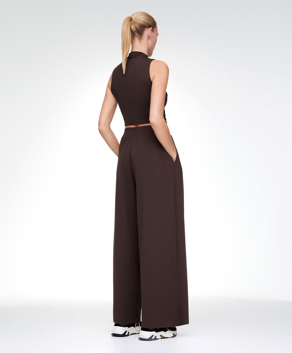 Brown Oysho Light Touch Oversize Straight-leg Trousers | NZVY89274