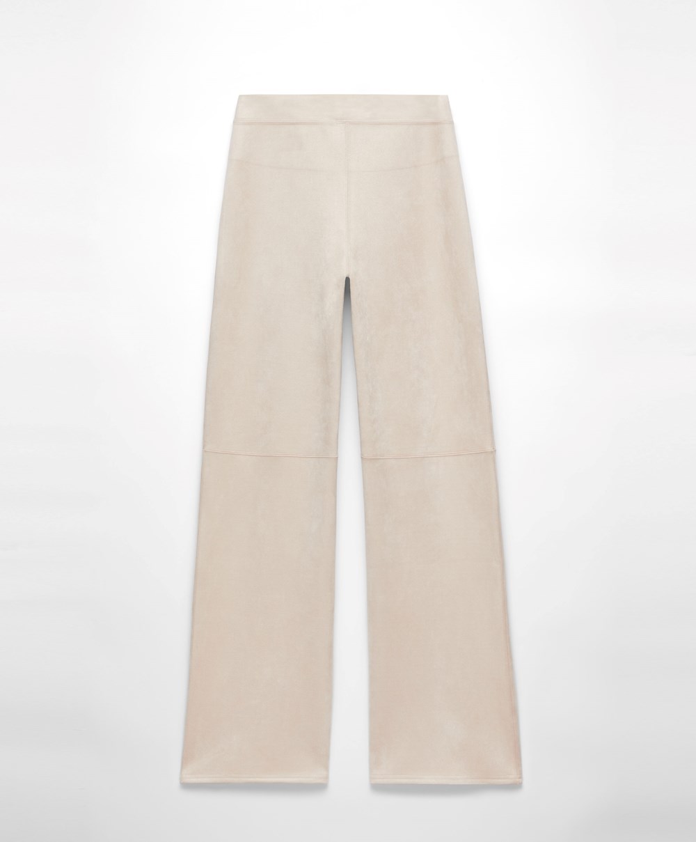 Brown Oysho Suede-effect Straight-leg Trousers | LGEF37610