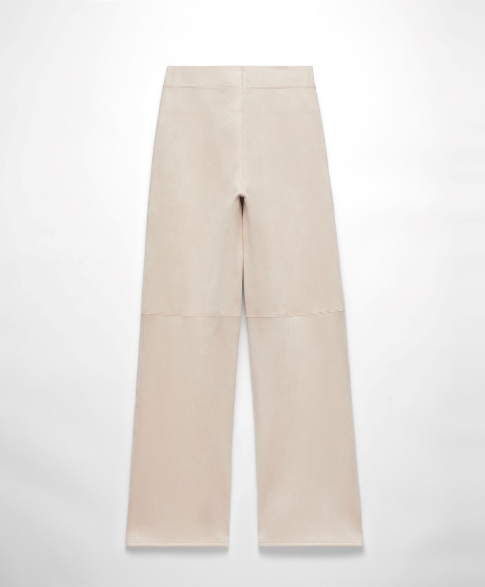 Brown Oysho Suede-effect Straight-leg Trousers | LGEF37610