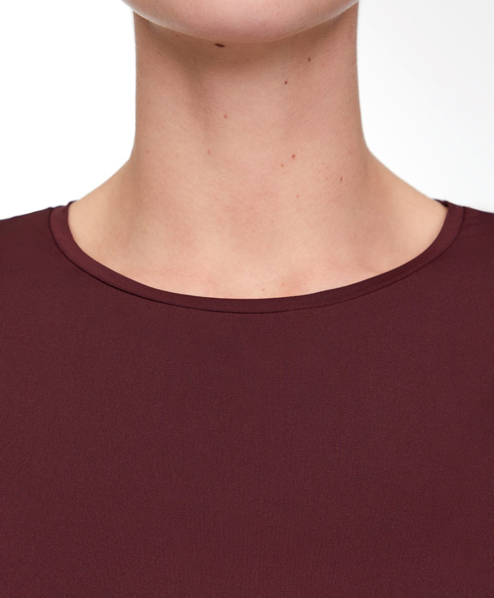 Burgundy Oysho Double Mesh Top | AWZR60142