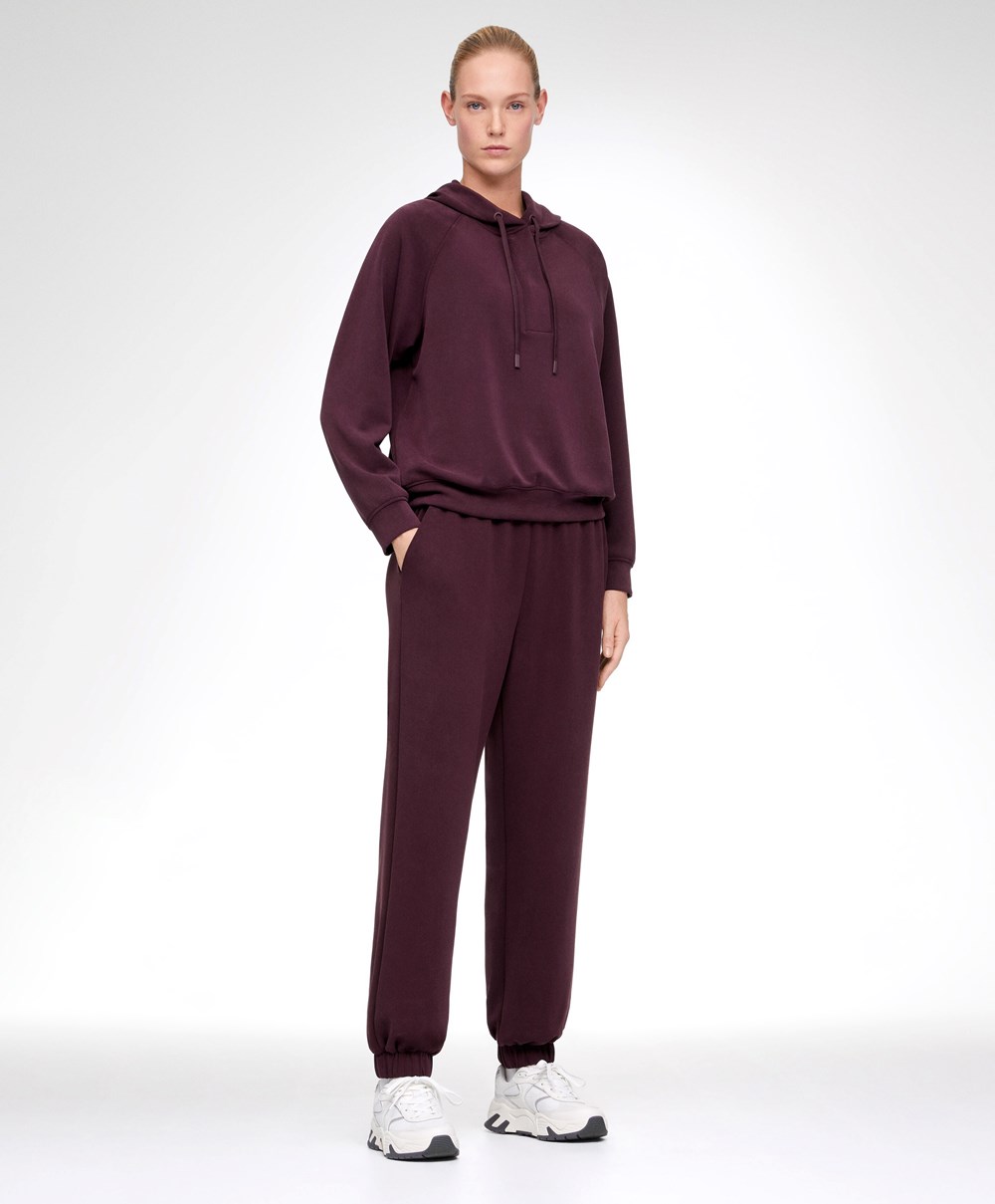 Burgundy Oysho Soft Touch Modal Sweatshirt | UADO43157