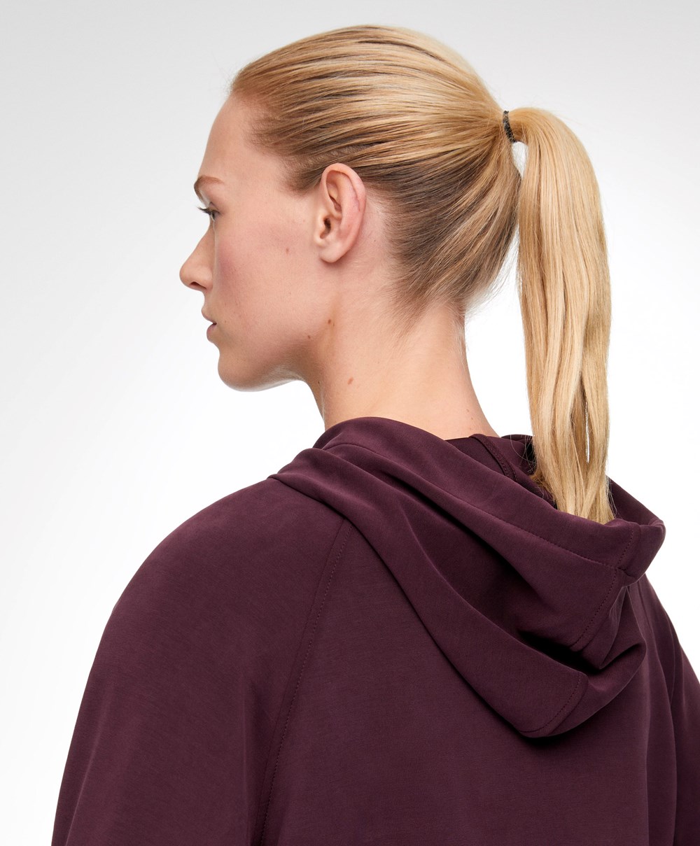 Burgundy Oysho Soft Touch Modal Sweatshirt | UADO43157