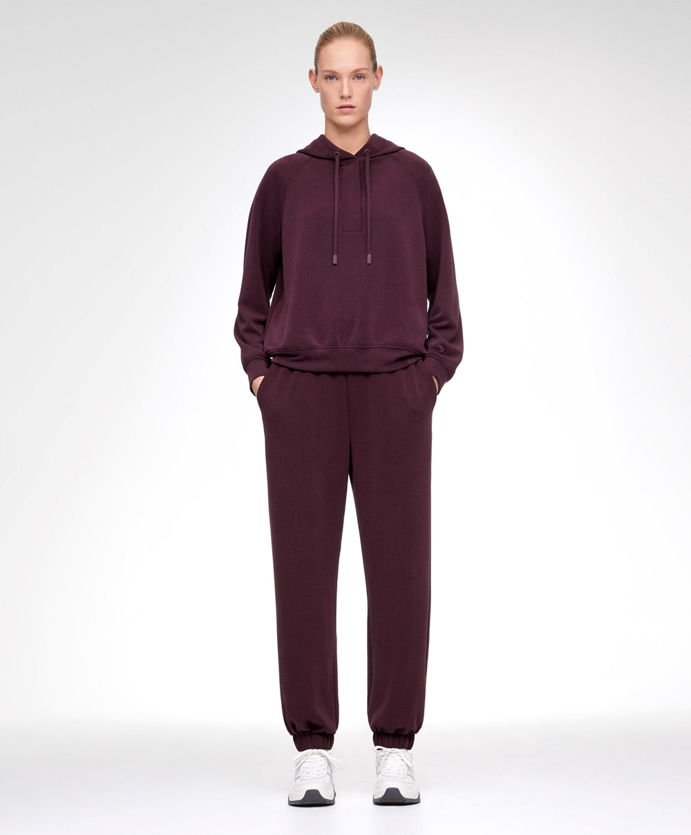 Burgundy Oysho Soft Touch Modal Sweatshirt | UADO43157