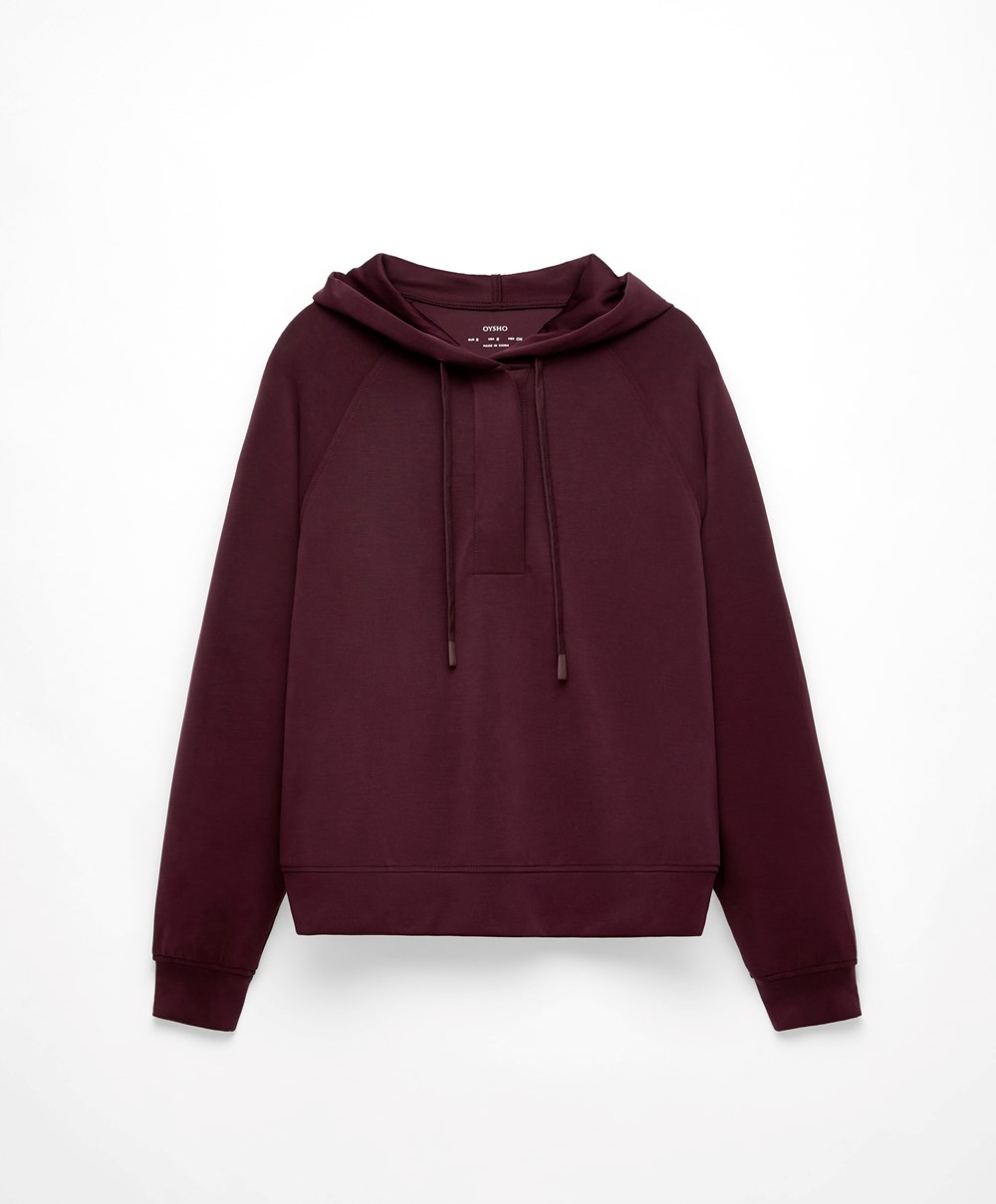 Burgundy Oysho Soft Touch Modal Sweatshirt | UADO43157