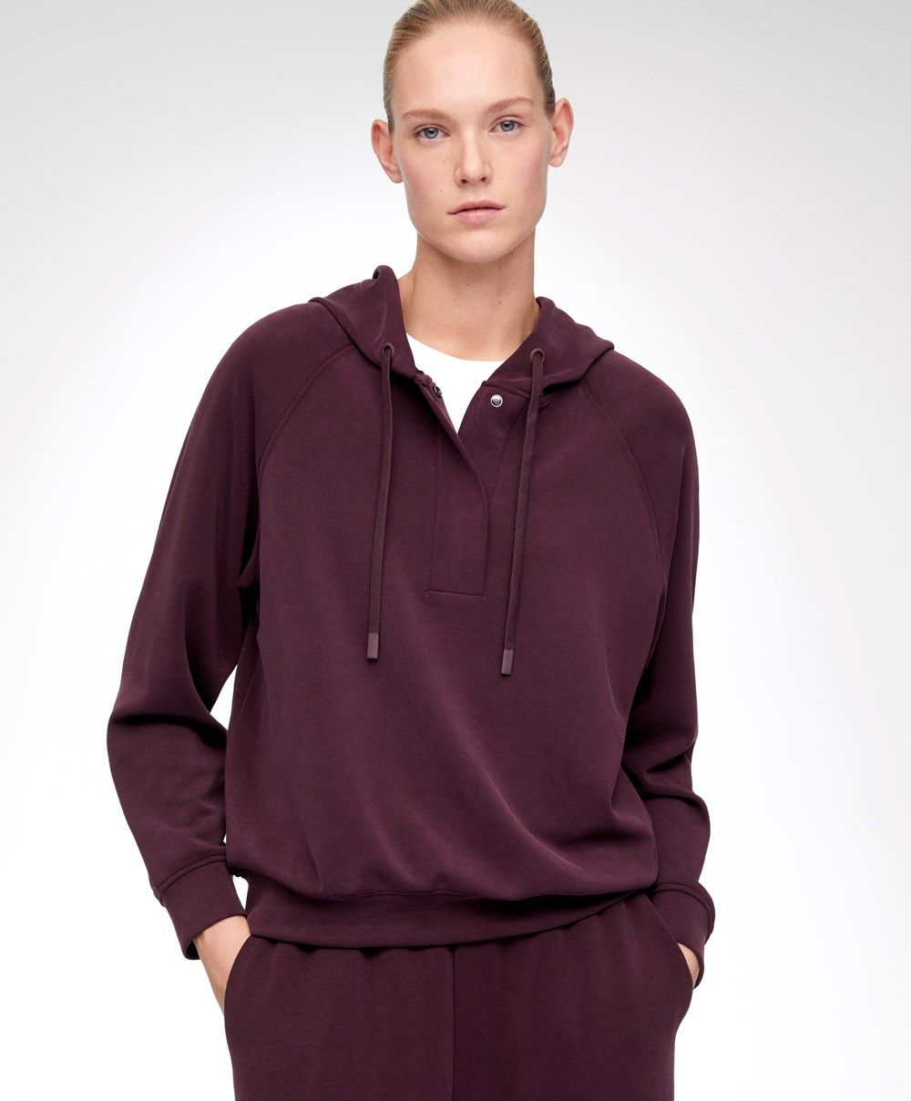 Burgundy Oysho Soft Touch Modal Sweatshirt | UADO43157