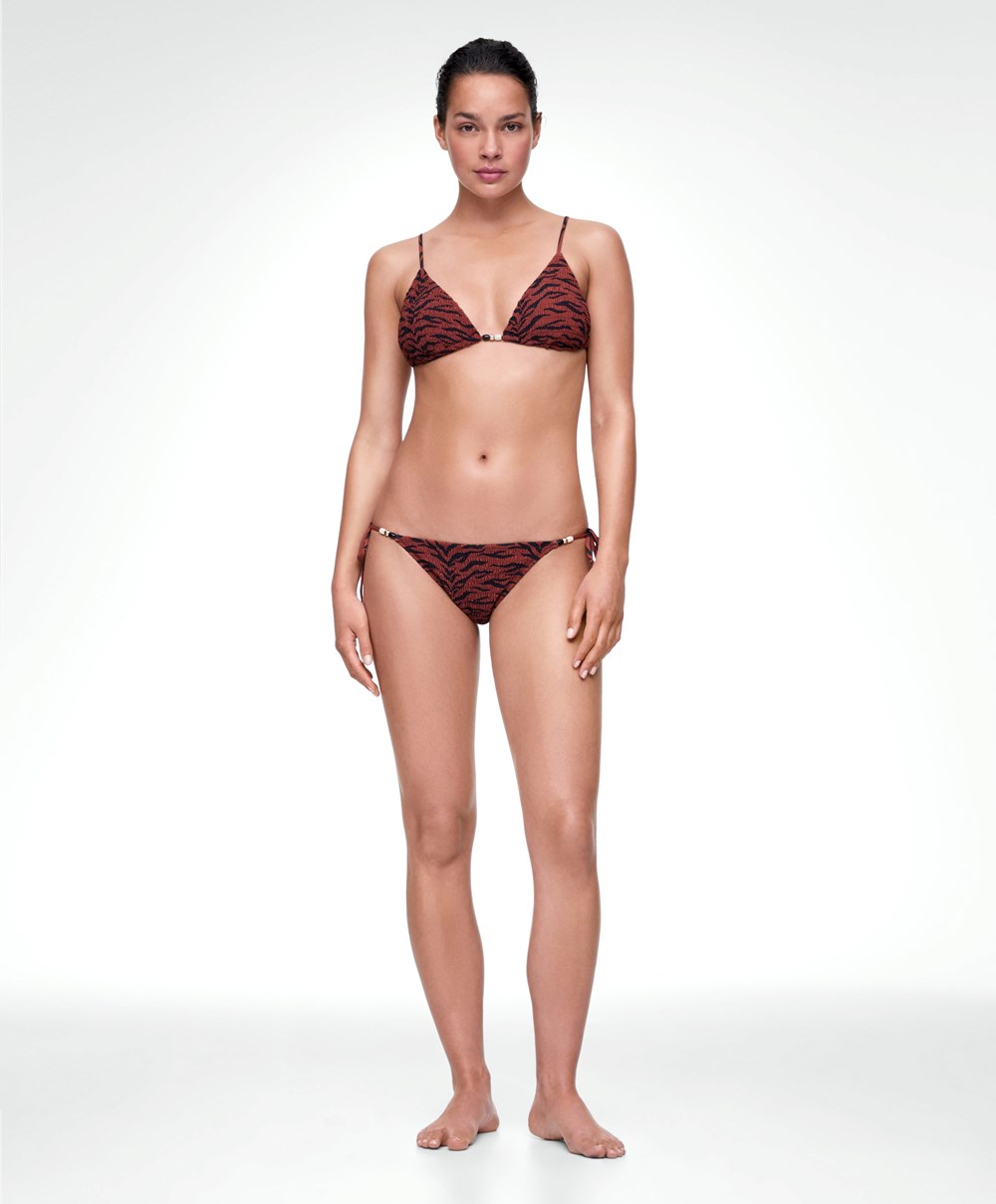 Burnt Orange Oysho Smock Medium-coverage Bikini Briefs With Ties | IUKV20846