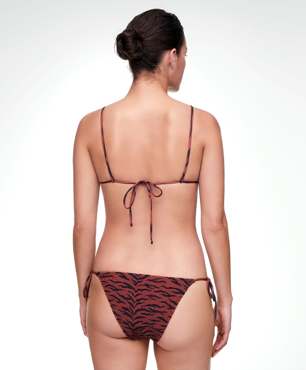 Burnt Orange Oysho Smock Medium-coverage Bikini Briefs With Ties | IUKV20846