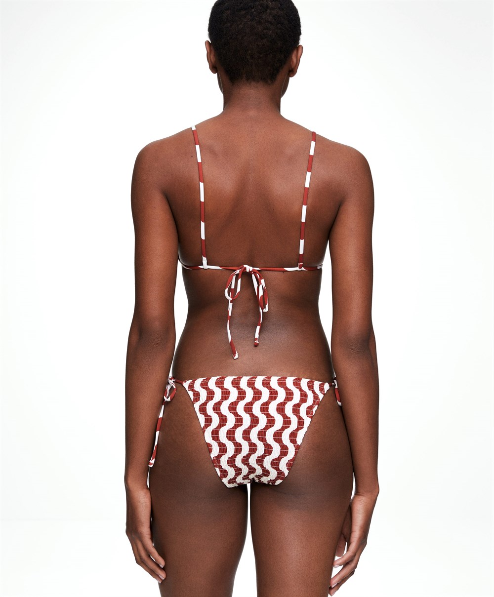 Burnt Orange Oysho Smock Medium-coverage Bikini Briefs With Ties | JQRX50498