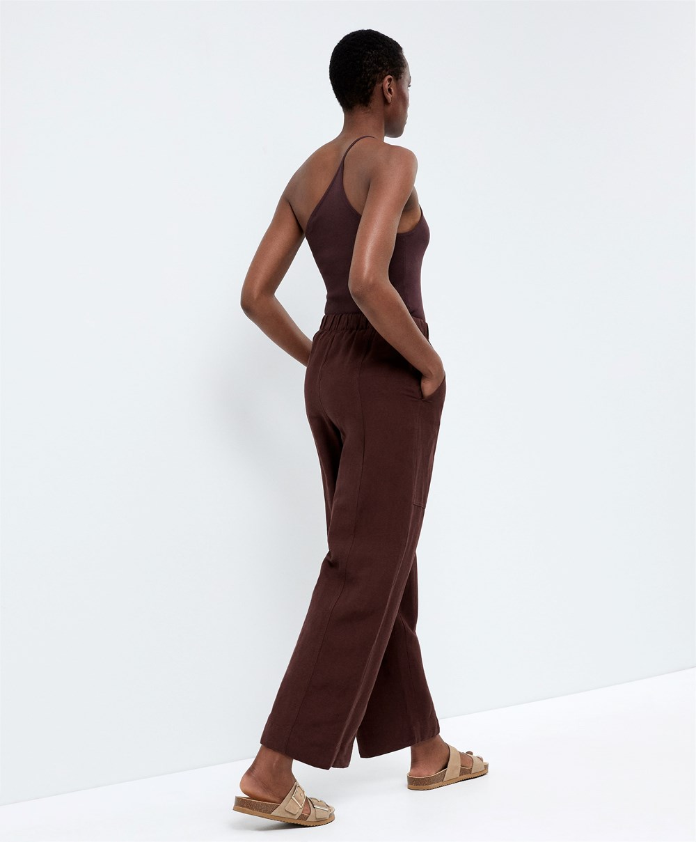 Chocolate Oysho Asymmetric Knit Top | JQAI37042