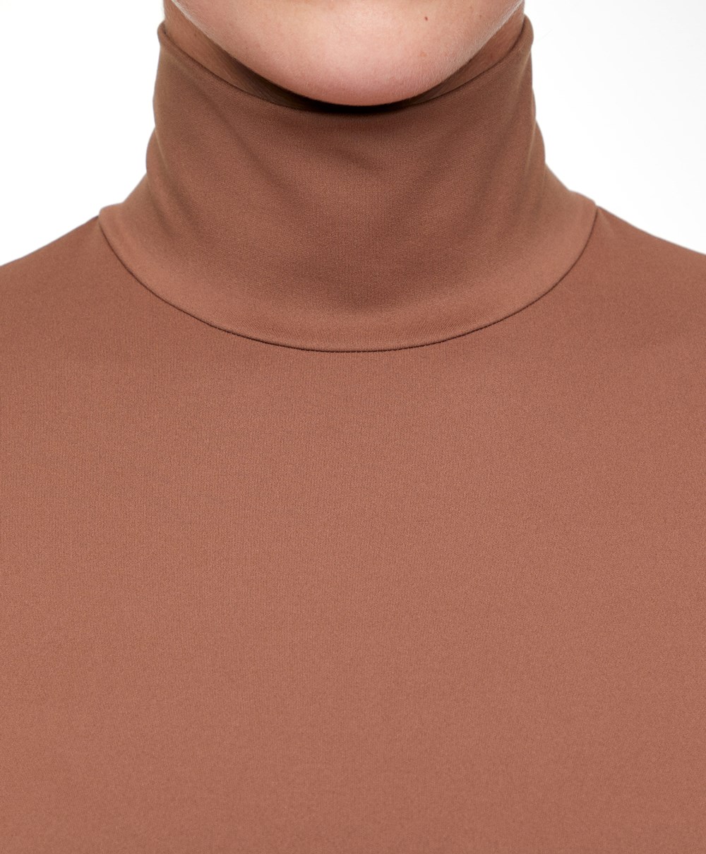 Copper Oysho Perfect-adapt Crop Top With Raised Neck | JHBN06173