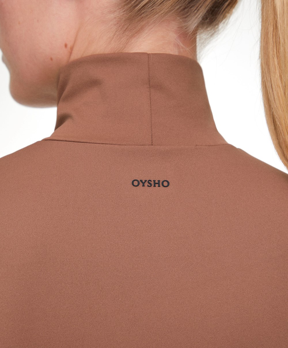 Copper Oysho Perfect-adapt Crop Top With Raised Neck | JHBN06173