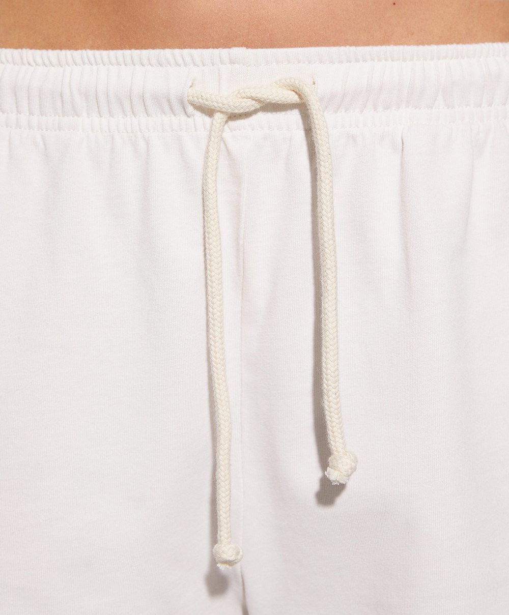 Cream-white Oysho Washed 100% Cotton Shorts | IYJP17305