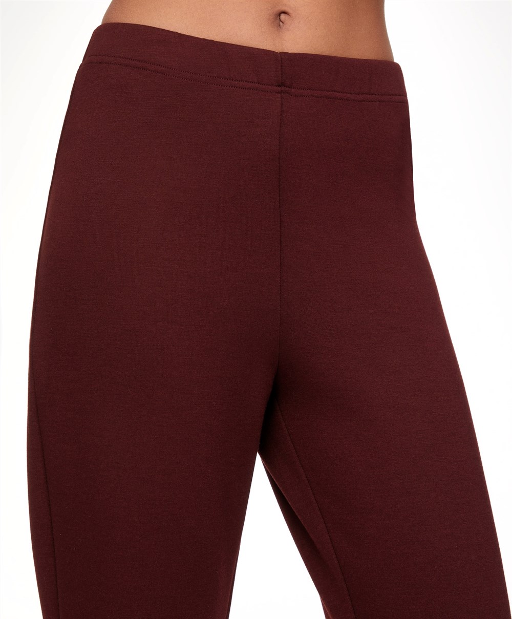 Dark Aubergine Oysho Interlock Flare Trousers | GMWP93058