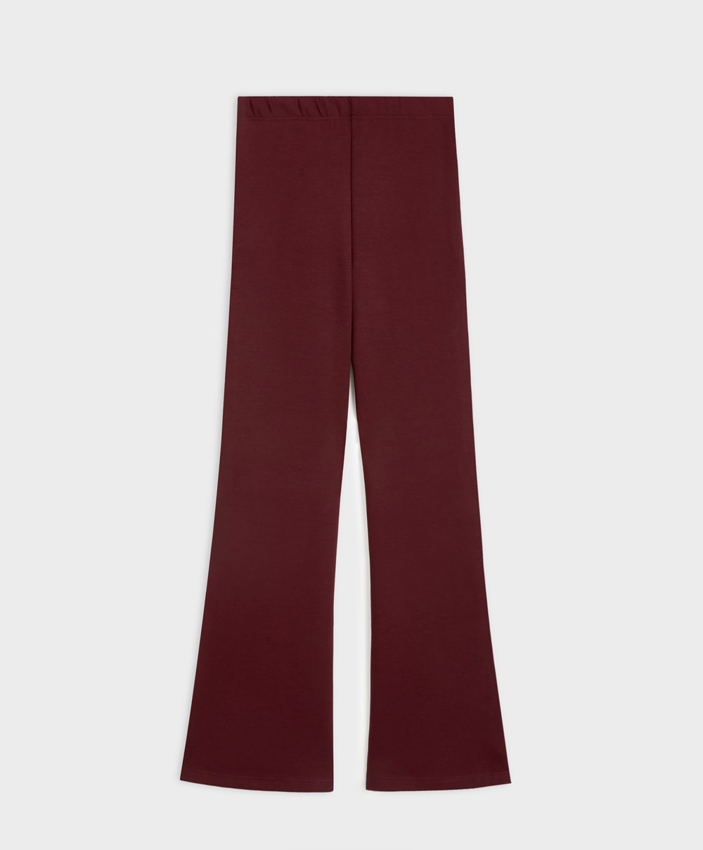 Dark Aubergine Oysho Interlock Flare Trousers | GMWP93058