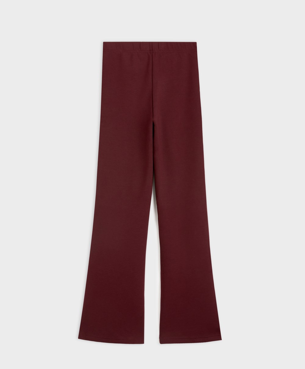 Dark Aubergine Oysho Interlock Flare Trousers | GMWP93058