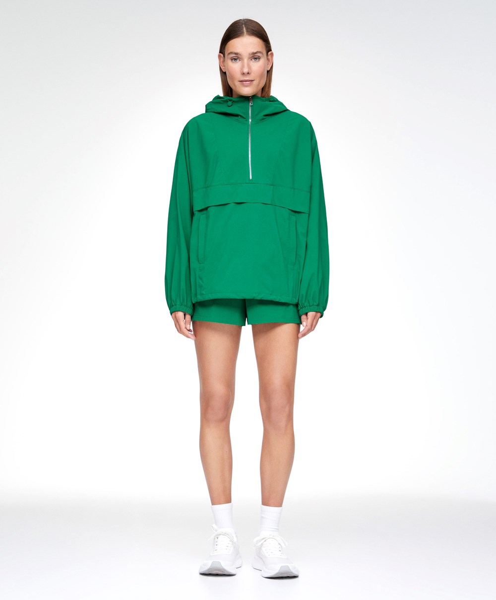 Dark Green Oysho Water-repellent Kangaroo Jacket | OACU28347