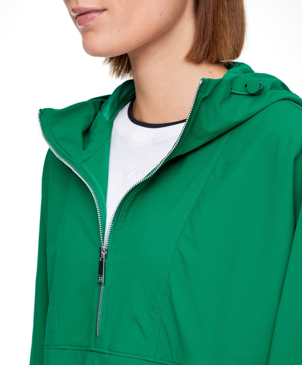 Dark Green Oysho Water-repellent Kangaroo Jacket | OACU28347