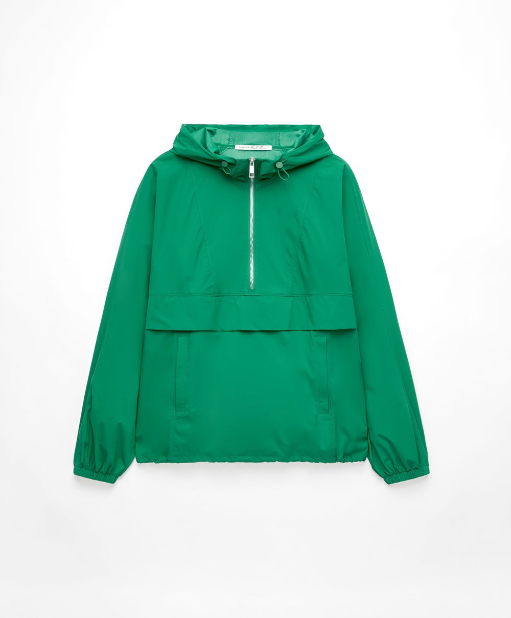 Dark Green Oysho Water-repellent Kangaroo Jacket | OACU28347