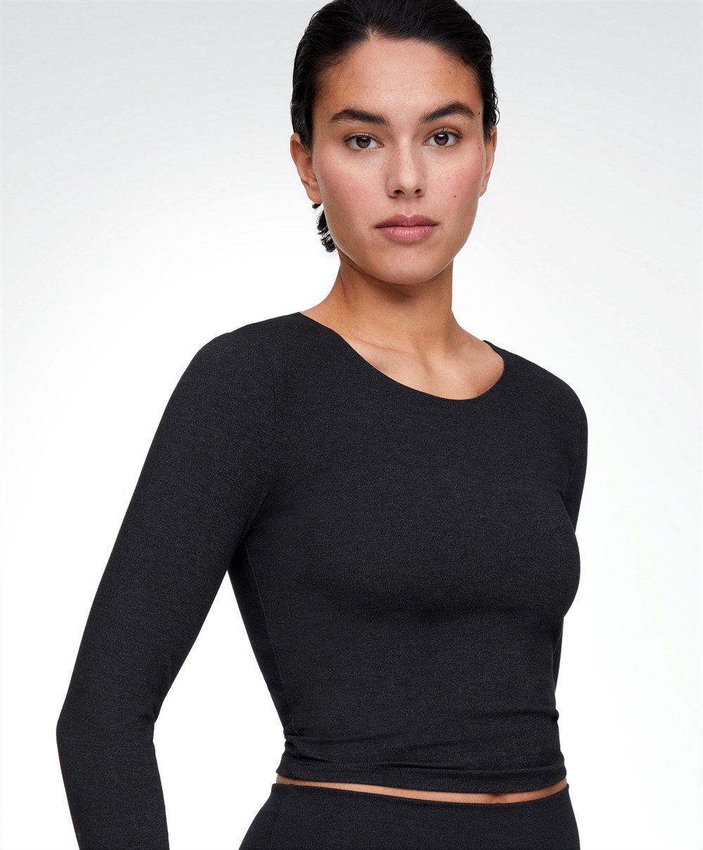 Dark Grey Oysho Comfortlux Long-sleeved T-shirt | EDCG14259